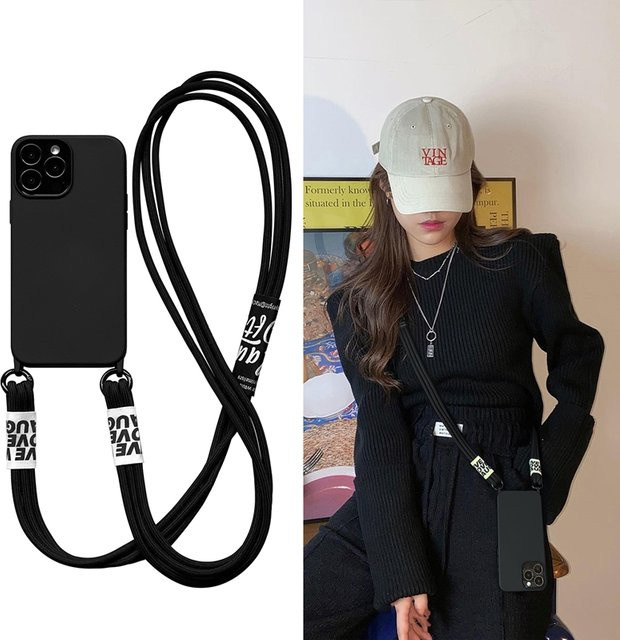Luxuriöse Silikon-Crossbody-Schutzhülle mit Trageriemen für Samsung Galaxy S25 S26 Ultra A55 A35 S24 FE in Schwarz oder Grün - Bild 1