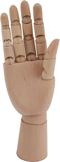 Flexibles Holzhandmodell KaiSai als bewegliche Künstlerhandfigur in Beige zum Skizzieren, Zeichnen und Malen - Bild 1
