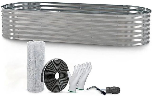 TTL GARDEN Ovales Garten-Hochbeet SPIRIT aus verzinktem Stahl in Silber, B/T/H: 240 x 80 x 45 cm - Bild 1