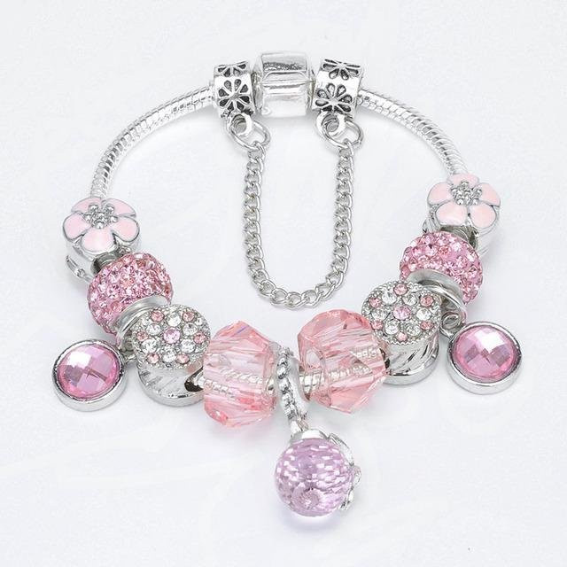Charm-Armband mit Kristallen, versilberte Schlangenkette, 20cm, Kinder und Frauen - Bild 1