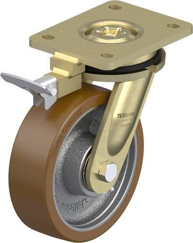 Blickle Lenkrolle LS-GB 160K-RI4 mit Feststeller, Farbe Silber, Rad-Durchmesser: 160 mm, Tragfähigkeit: 800 kg - Bild 1