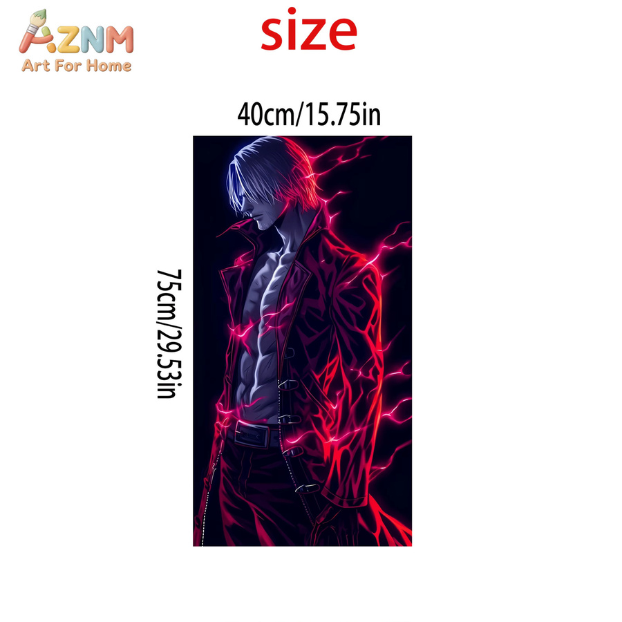 AZNM Devil May Cry Dante Red Lightning Neon Leinwand-Wandkunstdruck in Rot - Bild 2