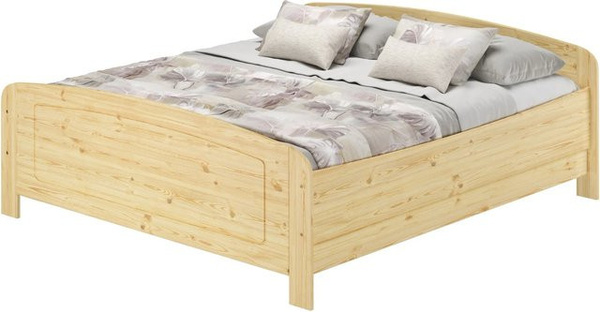 Erst-Holz Seniorenbett Modell 44 aus Massiv Kiefer in Braun mit Rollrost, B/T/H: 192 x 224 x 77 cm