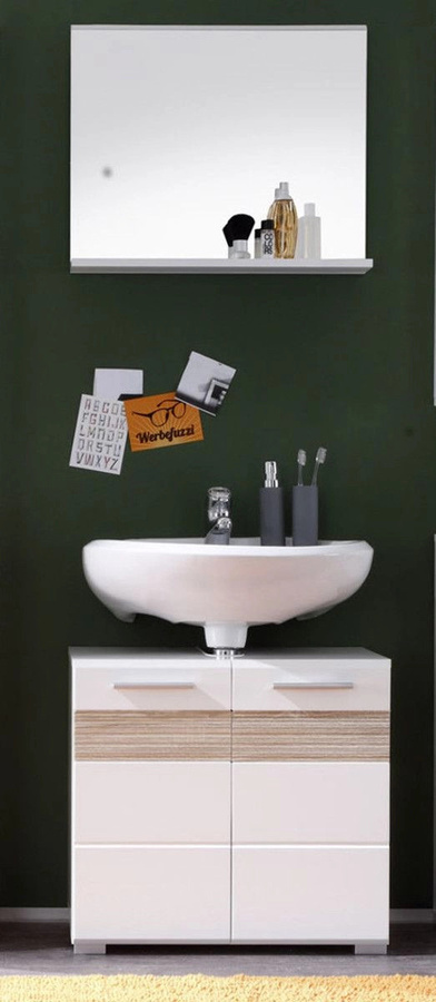 Trendteam Waschbeckenunterschrank MezzoBad Weiß Hochglanz mit Kassettenoptik Breite: 60 cm, Höhe: 56 cm, Tiefe: 34 cm - Bild 4