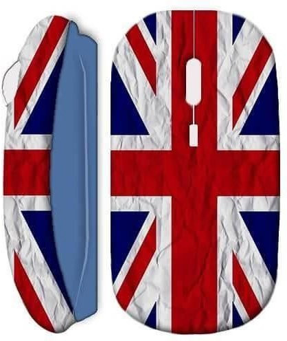 MANIACASE Kabellose Maus mit UK-Flagge in Blau, USB und WLAN, kompatibel mit Mac und PC - Bild 1