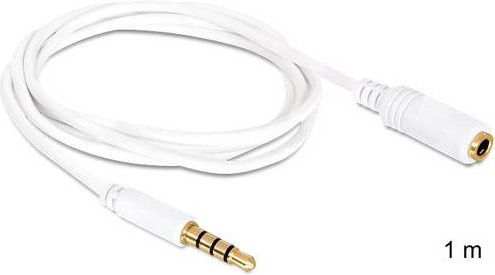 Delock 84480 Audio Anschlusskabel mit 3,5 mm Klinkenstecker auf 3,5 mm Klinkenbuchse in Weiß, Länge: 1 m - Bild 1