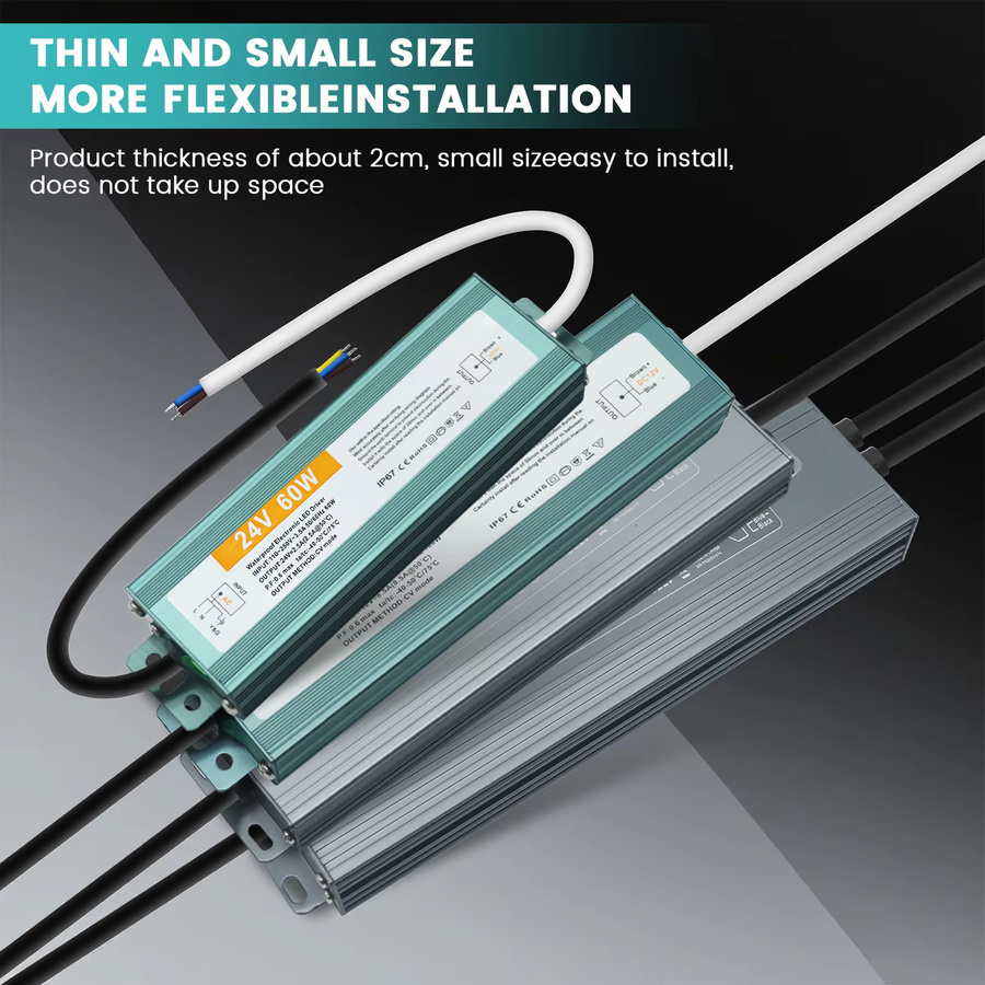 XUNATA Wasserdichtes LED-Netzteil IP67 Outdoor-LED-Treiber AC110V-250V zu DC 12V 24V aus Aluminium - Bild 4