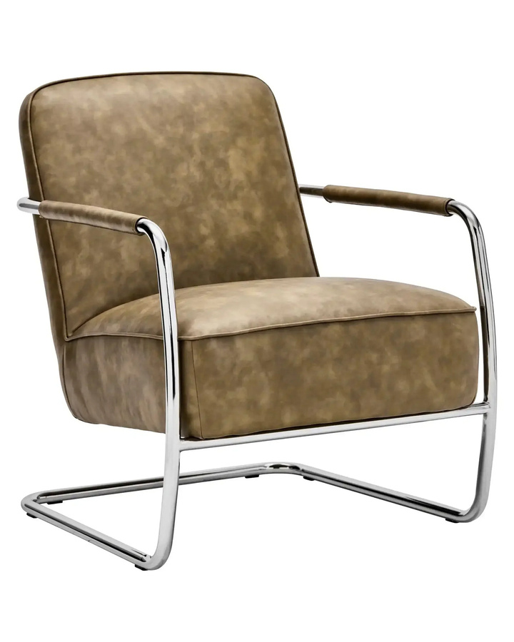 House Doctor Lounge Stuhl Comma in Kaki mit Armlehnen und Metallrahmen - Bild 1