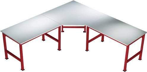 Manuflex AU0041.3003 Universal Fünfeck-Verkettungselement mit Melamin-Platte in Rubin-Rot für Tischtiefe 80 cm - Bild 1