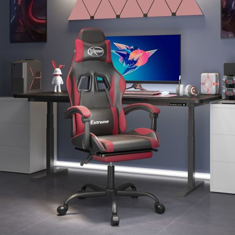 vidaxl Gamingstuhl aus Kunstleder mit Fußstütze in Schwarz und Rot - Bild 1