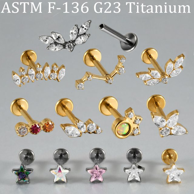 Ohrstecker Sternförmiger Wassertropfen-Zirkon, Titan, Unisex - Bild 1
