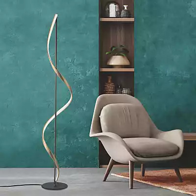 Paul Neuhaus Q-Swing LED Stehleuchte in Anthrazit und Messing, dimmbar mit Fernbedienung - Bild 2