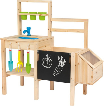 PLAYTIVE Gemüseküche Spielküche mit Zubehör aus Holz