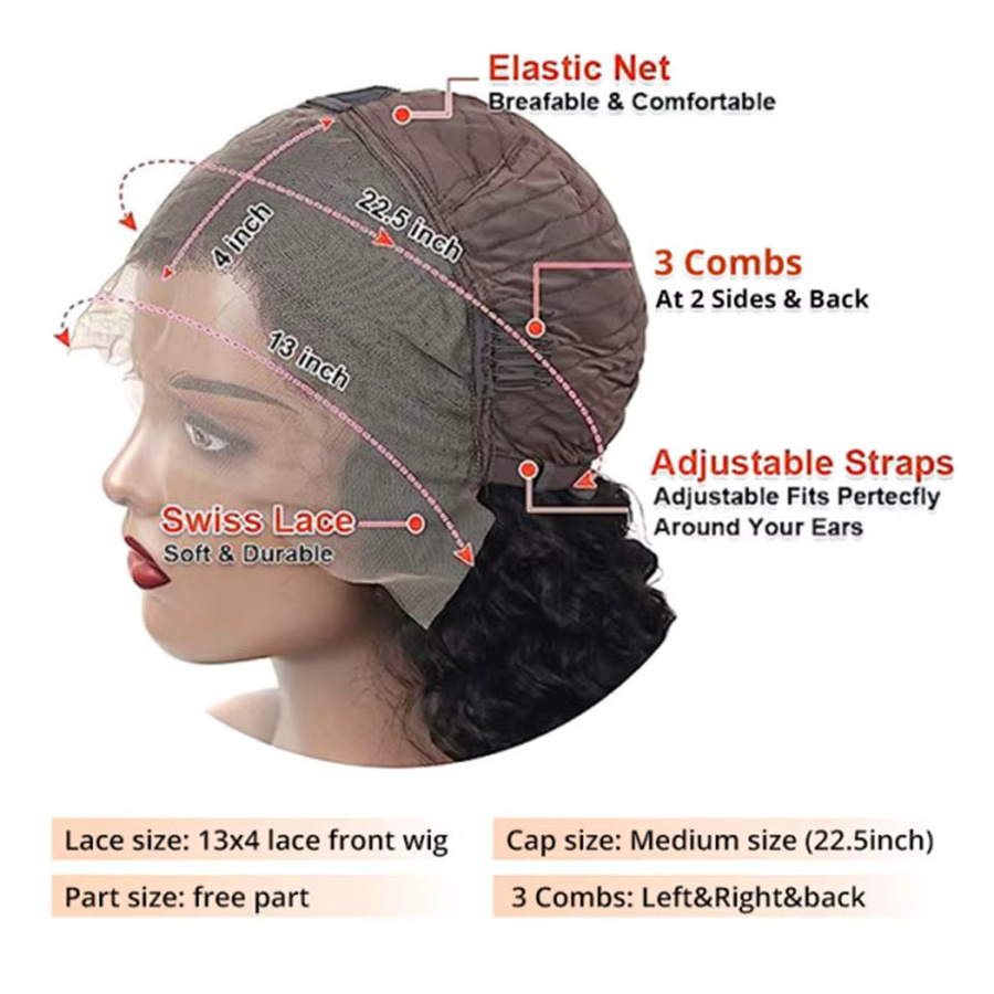 FUGANGXIU Perücke, lockiger Pixie Cut, 180 % Dichte, Brasilianisches Echthaar, 13*4 Lace Frontal - Bild 3