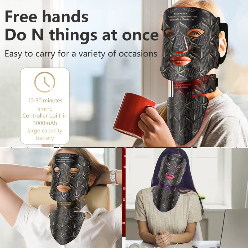 UBilli Silikon-LED-Gesichtsmaske für Gesicht und Hals, 8-farbig, Unisex - Bild 2