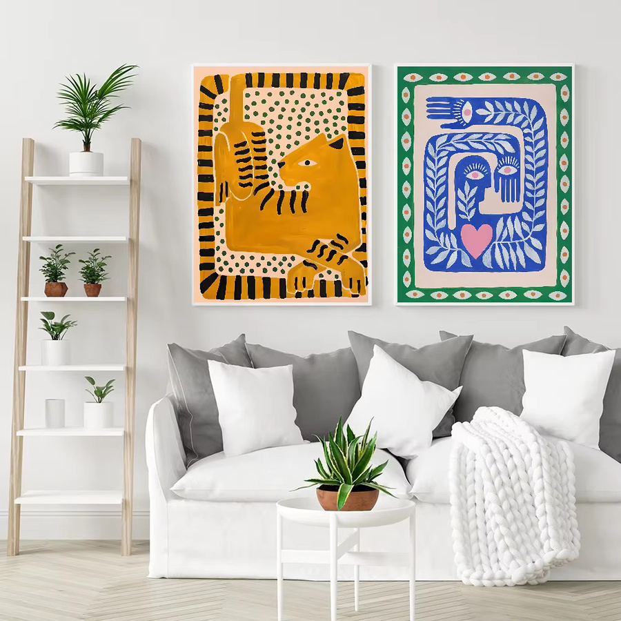 Kayou Selbstklebender Wandaufkleber mit abstraktem Tiger und Leopard Motiv in Bunt für moderne Wanddekoration - Bild 3