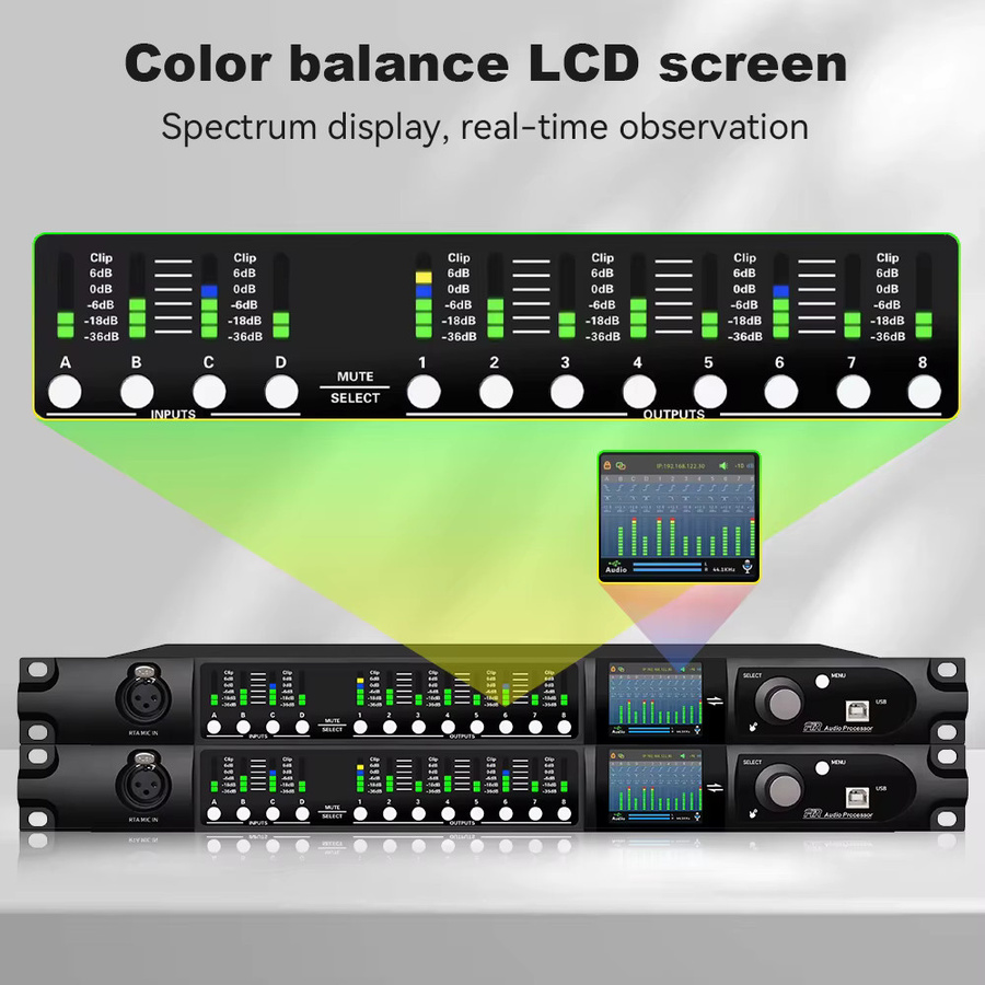 Paulkitson Driverack SD448 Digitaler Audioprozessor 4in 8out in Schwarz mit integrierter USB-Soundkarte für FIR/EQ und Streaming - Bild 6