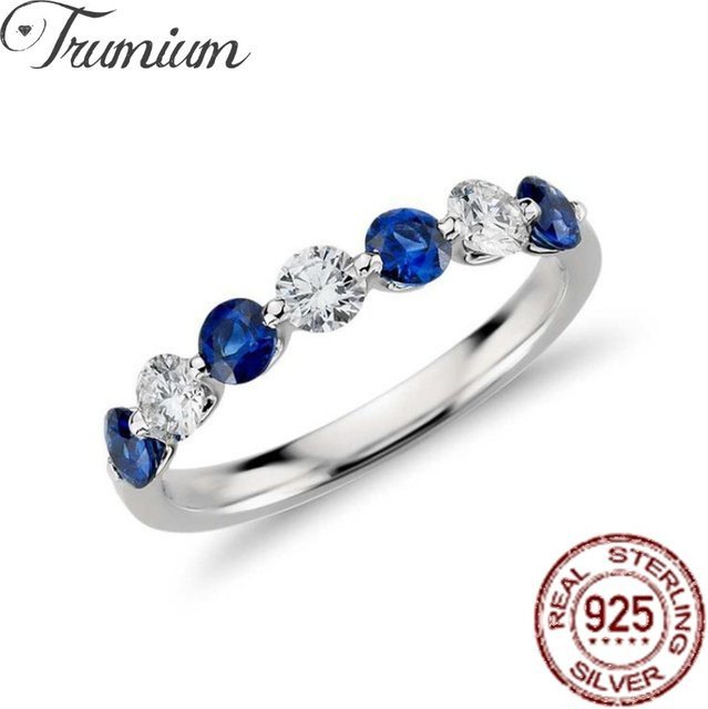 Trumium Fingerring, 925 Silber, Blau, Weiß, Zirkonia, Damen - Bild 1