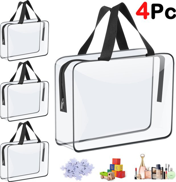 Willstar Make-up-Aufbewahrungsbeutel Set aus transparentem PVC, 4/6 Stück wasserdichte Organizer-Taschen mit Reißverschluss für Reisen und Haushalt, B/T/H: 30,0 x 22,0 x 10,0 cm - Bild 1