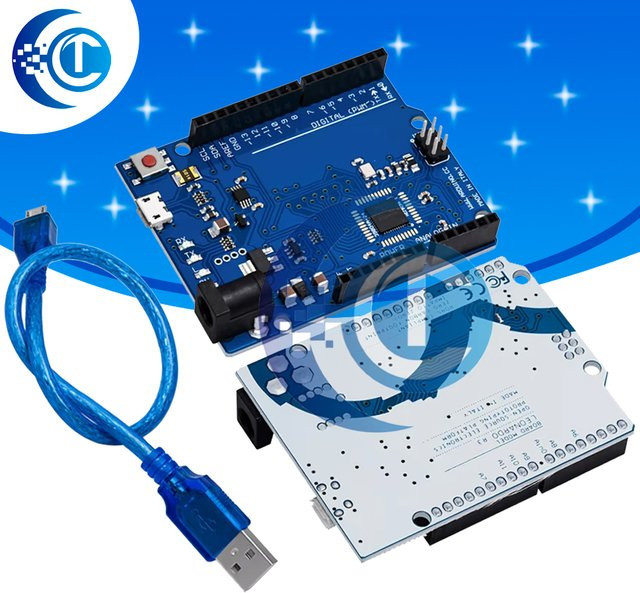 Leonardo R3 Mikrocontroller ATmega32U4 Entwicklungsboard mit USB-C Kabel für Arduino DIY Starter Kits in Blau - Bild 1