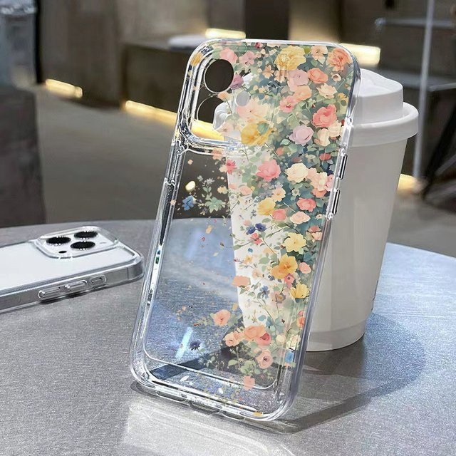 Stoßfeste Silikon Handyhülle mit Blumenmuster für Apple iPhone 17 Pro Max, 16, 15, 14, 13, 12 und Air, transparent - Bild 1
