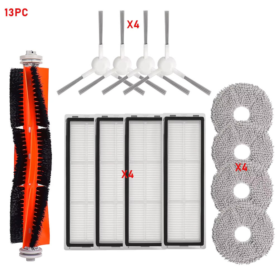 WINDNINJA Ersatzteil-Set für Xiaomi Roboterstaubsauger S10 Plus B105/S10+ mit Hauptbürste, Seitenbürste, Hepa-Filter und Wischtüchern in Multicolour - Bild 1