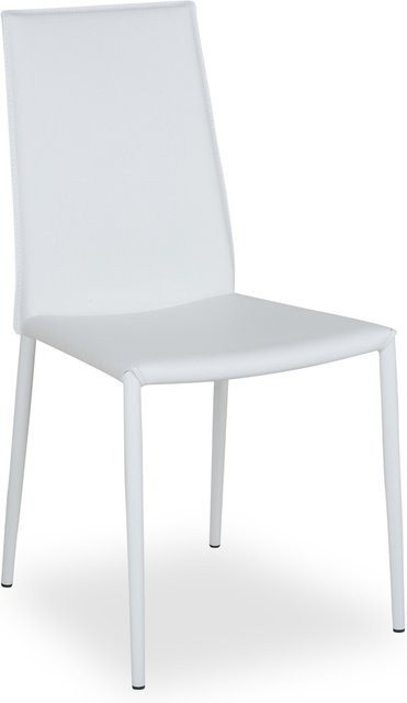 Polsterstuhl BOHEME Calligaris in Weiß mit regeneriertem Leder und Stahlgestell, B/T/H: 45 x 52 x 90 cm - Bild 1