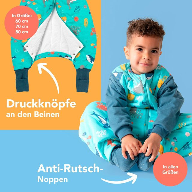 Schlummersack Schlafsack mit Füßen für Babys, 3.5 Tog, Blau, Baumwolle - Bild 1