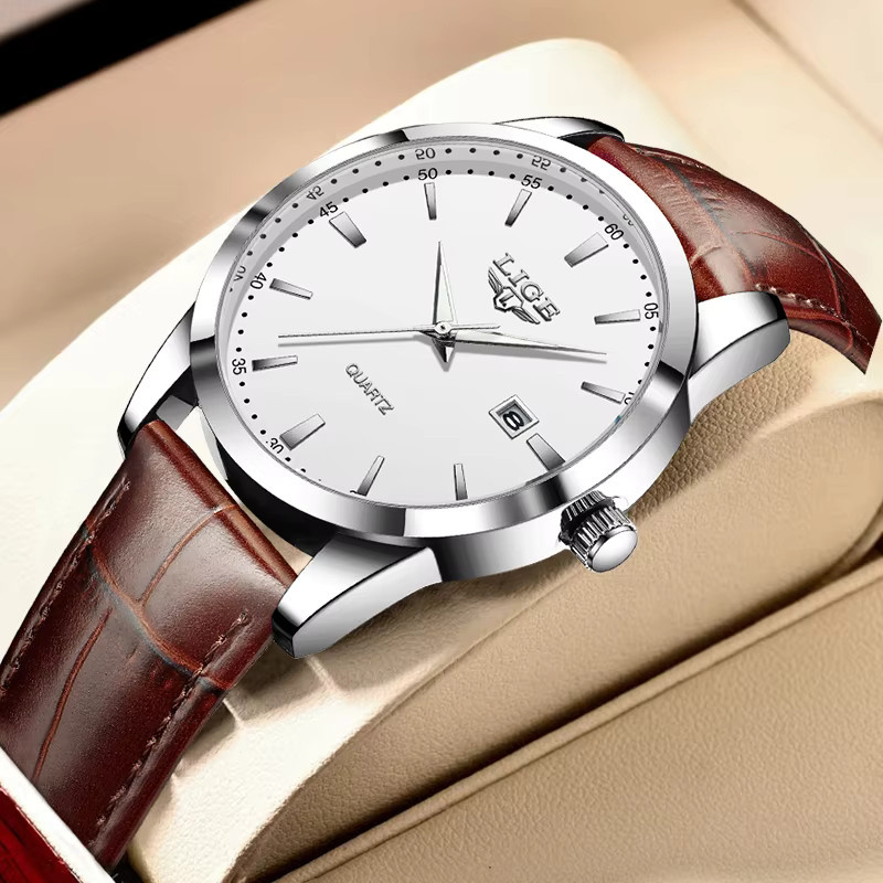 LIGE Armbanduhr Quarz, Leder, Weiß, Damen - Bild 5