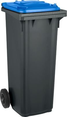 Fahrbare Mülltonne SSI Schäfer aus Kunststoff, 140 l, schwarzblau, B/T/H: 55,5 x 110,0 x 50,5 cm - Bild 1