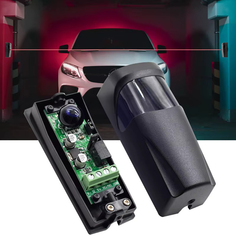 Scimagic-RC Batteriebetriebener Infrarot-Photozellen-Tor- und Türsensor für Garagen-Schiebetore mit 12m Reichweite, Schwarz - Bild 2