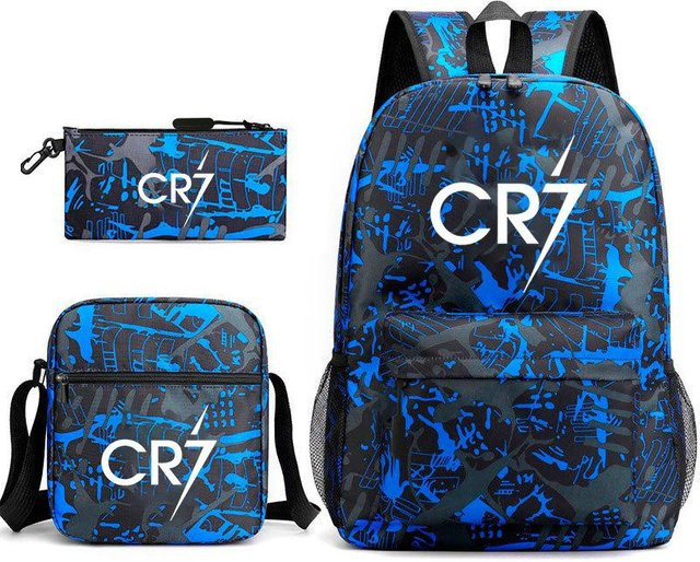3-teiliges Schulrucksack-Set in Blau aus Oxford-Stoff mit Schultasche und Federmäppchen - Bild 1
