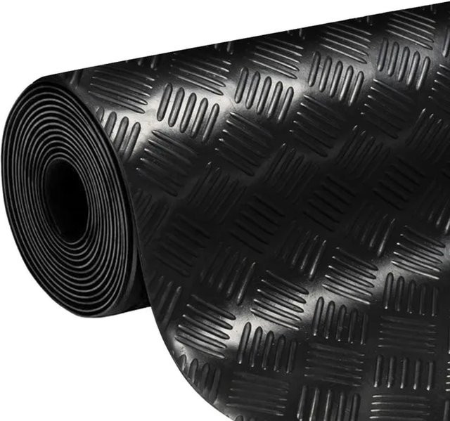 Karat Gummiläufer Karo in Schwarz, rutschfeste Gummimatte, B/T/H: 250 x 100 x 0,3 cm - Bild 1