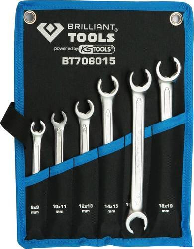 Brilliant Tools BT706015 Leitungsschlüssel-Satz aus Chrom-Vanadium in Silber, Schlüsselweite metrisch 8 - 19mm - Bild 1