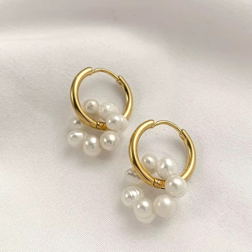 Erpels Ohrringe, Perle, Edelstahl, Damen, Vintage - Bild 2