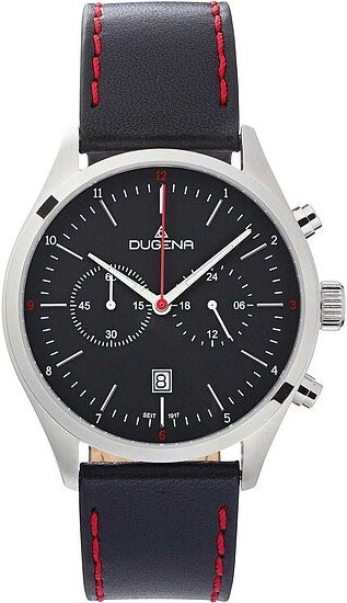 Dugena Chronograph, Edelstahl, Quarz, 43 mm, Herren, Schwarz - Bild 1