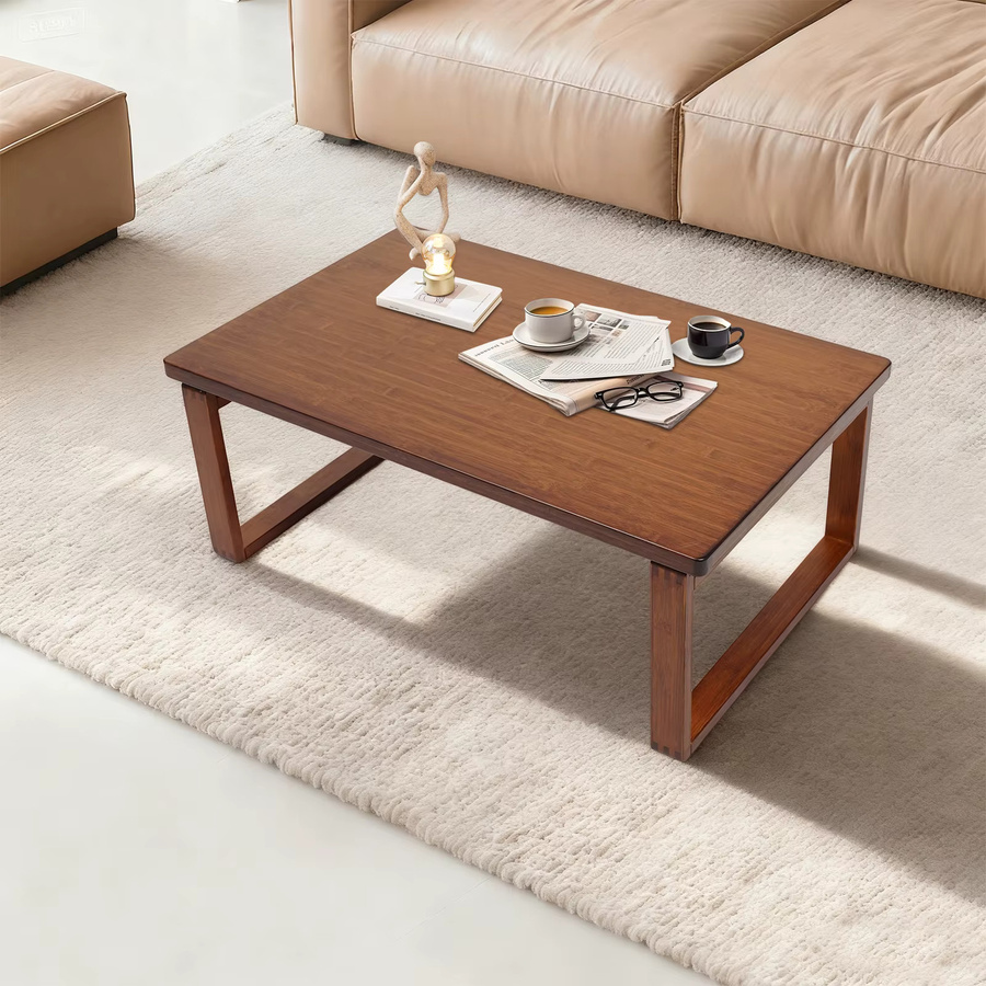Klappbarer Couchtisch Bymaocar in Walnussfarbe, niedriger Teetisch mit klappbaren Beinen, B/T/H: 80 x 50 x 31 cm - Bild 2