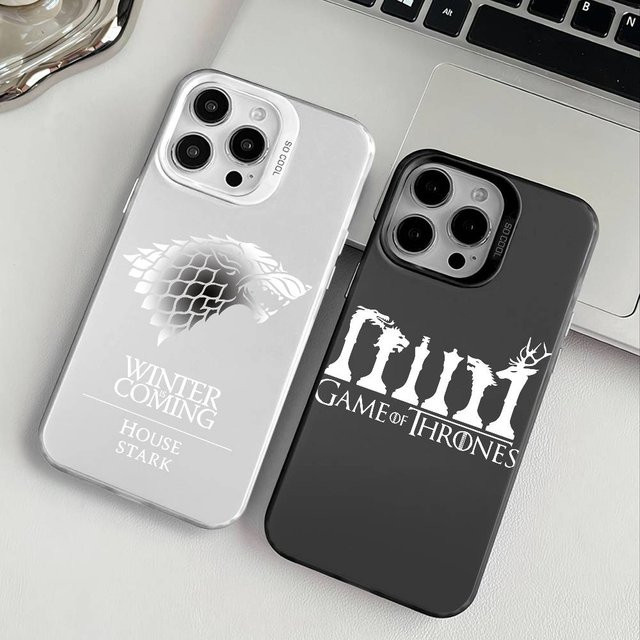 Spiel O-Of T-Thrones Handyhülle für iPhone 12 bis iPhone 17 Pro Max mit Metallknöpfen in Galvanik-Optik - Bild 1