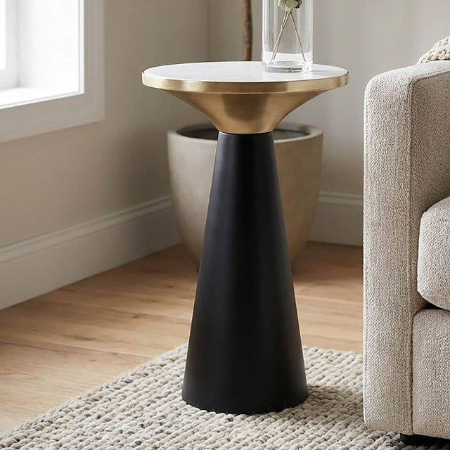 Finebuy Beistelltisch aus Marmor und Metall im modernen Design, B/T/H: 54 x 28 x 28 cm - Bild 1