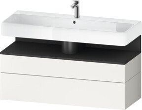 Duravit Waschtischunterschrank Qatego in Grau und Weiß, wandhängend, mit LED-Beleuchtung und integrierten Schubladen, B/T/H: 119 x 47 x 59 cm - Bild 1