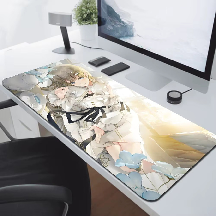 Großes Speed-Gaming-Mauspad mit virtuellem Streamer-Girl-Motiv in Multicolour, rutschfeste Gummiunterseite und genähte Kanten, Schreibtischunterlage für PC-Gamer, B/T: 90 x 40 cm - Bild 2