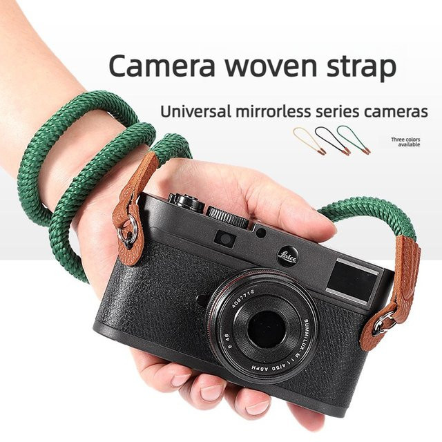 Vintage Kameragurt aus Nylon und Leder in Grün für SLR, DSLR und spiegellose Digitalkameras, Länge: 100 cm - Bild 1