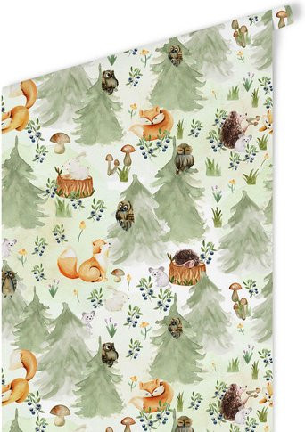 K&L Wall Art Vintage Vliestapete mit Waldtieren Fuchs Eule Hase in Mehrfarbig und Matt - Bild 1