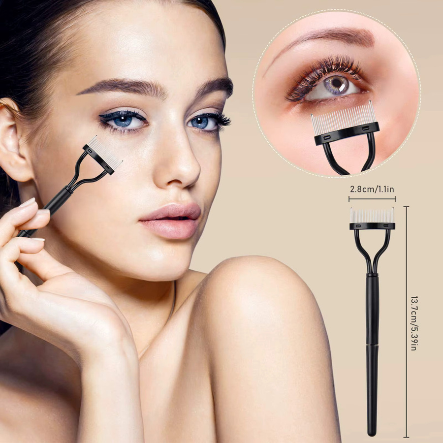 Wimpernkamm und Wimpernzange, Augenbrauenbürste, 3/4 Stück - Bild 2
