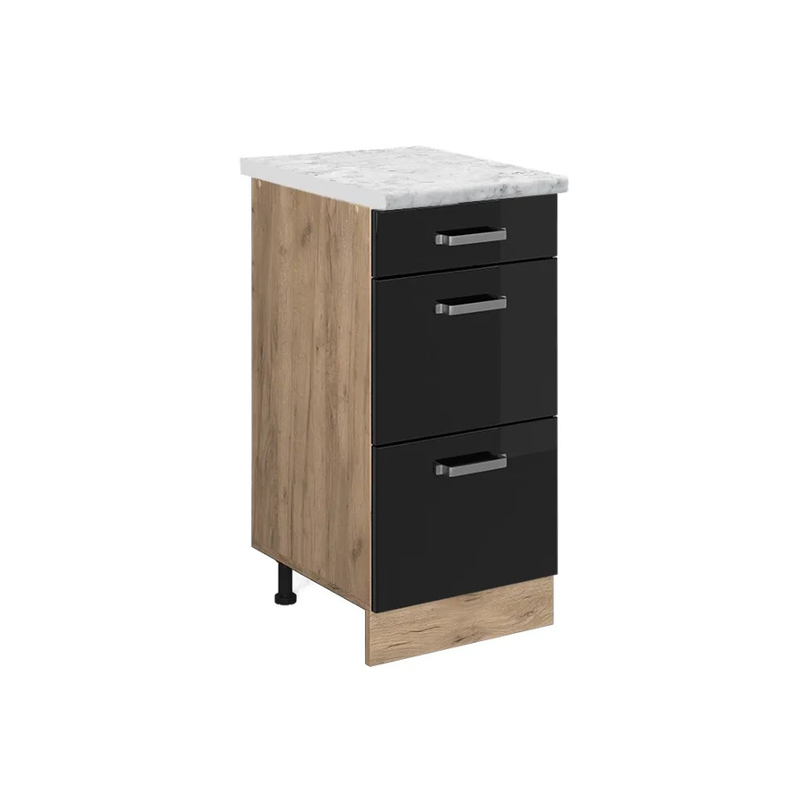 Vicco Küchenunterschrank R-Line Schubladenschrank in Schwarz Hochglanz mit Breite: 40 cm, Tiefe: 46 cm, Höhe: 81,6 cm - Bild 2
