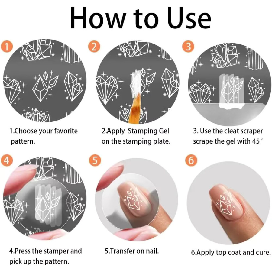3 Stück Nail Art Schablonen, Edelstahl, Mond und Stern Design - Bild 2