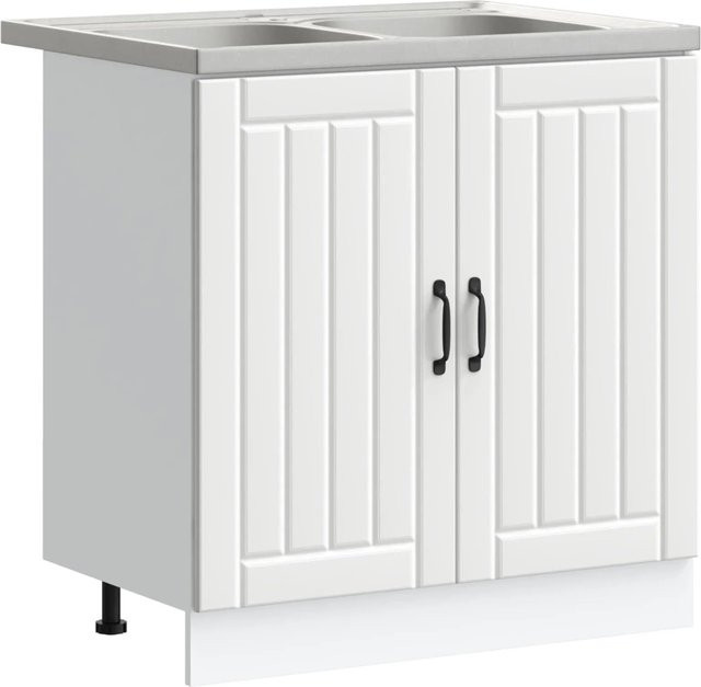 vidaXL Waschbecken-Unterschrank Lucca, 2er-Set, Weiß, modern, mit Türen, B: 81,5 cm, H: 46,0 cm, T: 80,0 cm - Bild 1