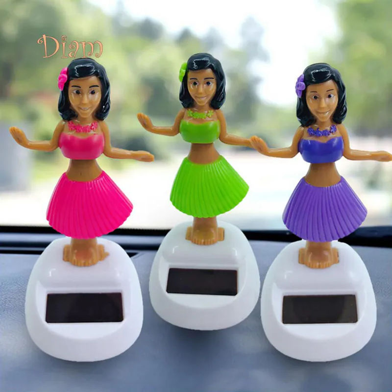 Elens Store Solar Dancing Beach Girl Automatische Schaukel Auto-Innendekoration in Gelb - Bild 5