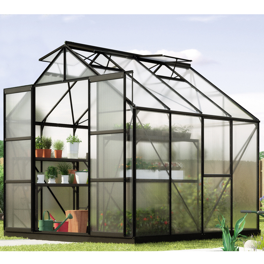 Vitavia Gewächshaus Jupiter 6700 in Schwarz mit 4 mm Polycarbonat-Platten und Doppelschiebetür - Bild 3