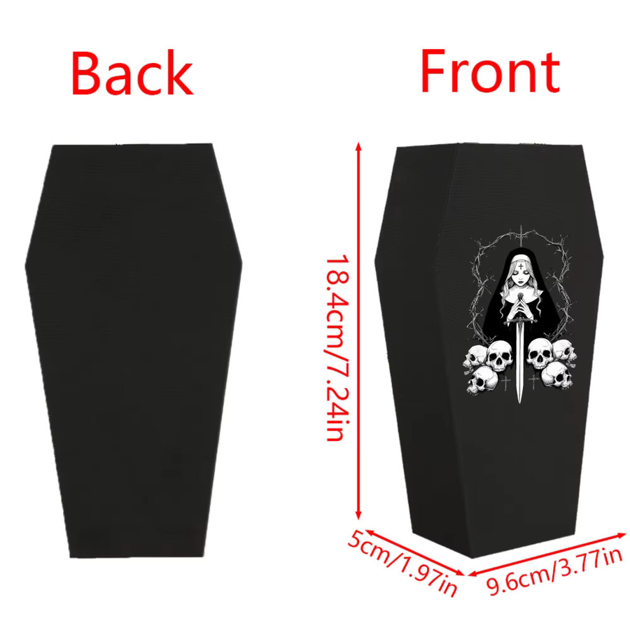 Gothic-Vase in Sargform mit Nonne und Totenkopf, Schwarz, Dekoration für den Schreibtisch - Bild 3